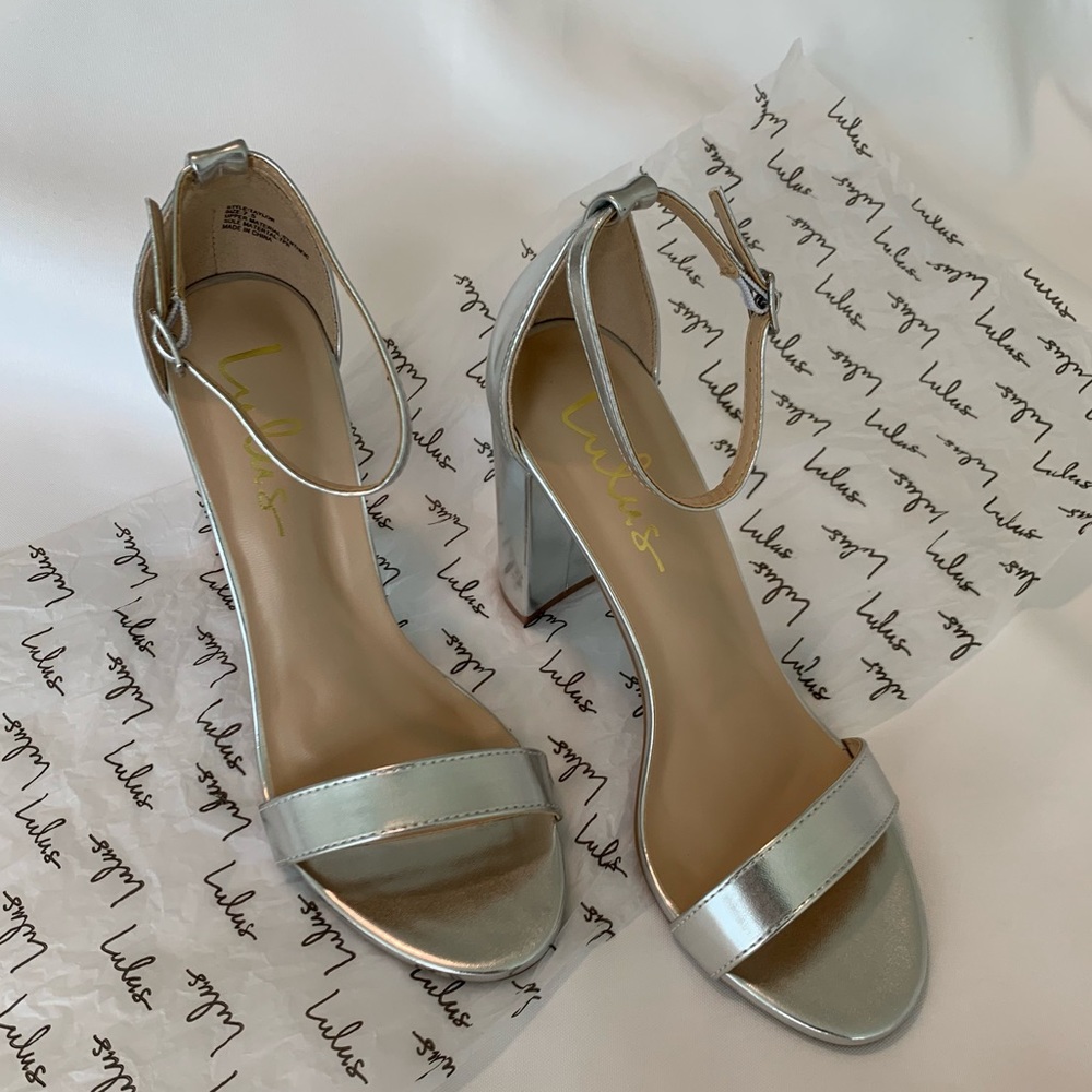 Silver Ankle Strap Heels